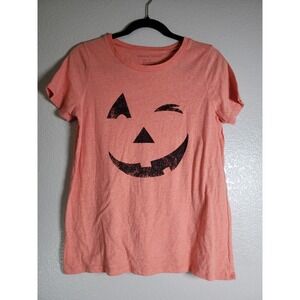 Grayson Threads Orange Halloween T-Shirt Women Size L Jack O' Lantern Fall